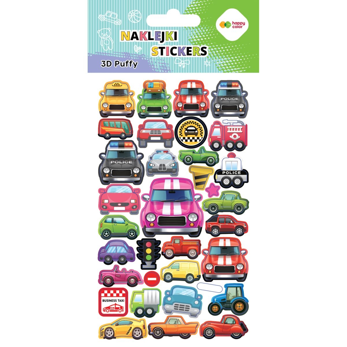 Naklejki 3D Puffy Cars 10x20cm