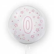 Tuban, Balon 45cm cyfra 0 - Gwiazdki, różowy (TB 3683)