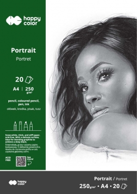 Blok Portret, Art., A4/20 ark, 250g, Happy Color