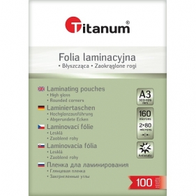 Folia do laminowania Titanum A3 80 mic, 303mm x 426mm - przezroczysta (128869)
