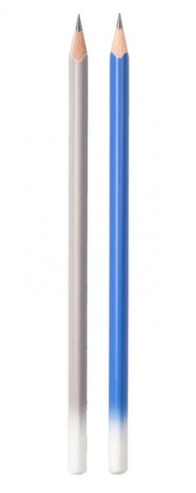 Ołówek STRIGO HB, zakończony gumką - niebieski/szary