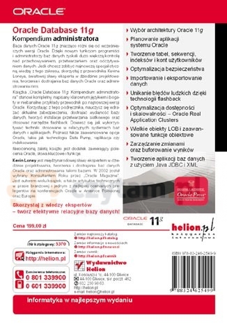 <img src='https://webimage.pl/pics/837/9/dt_or11ka.jpg'> Oracle Database 11g Kompendium administratora Loney Kevin