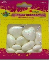Serca brokatowe białe 4cm-6szt,2cm-12szt.YH006