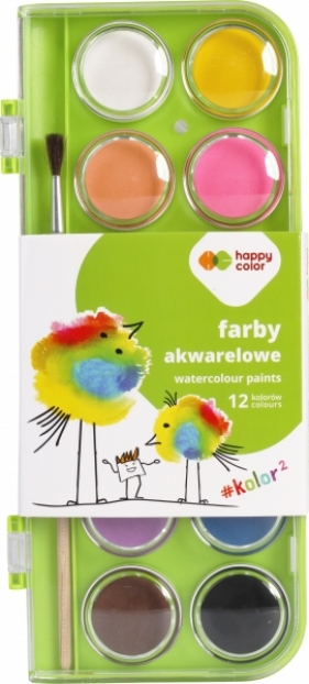 Happy Color, farby akwarelowe #kolor2, 12 kolorów