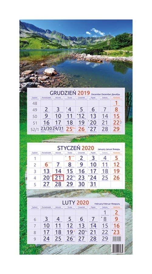 Kalendarz 2020 trójdzielny Jezioro Górskie