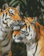 Diamentowa mozaika - Tygrysia rodzina 40x50cm