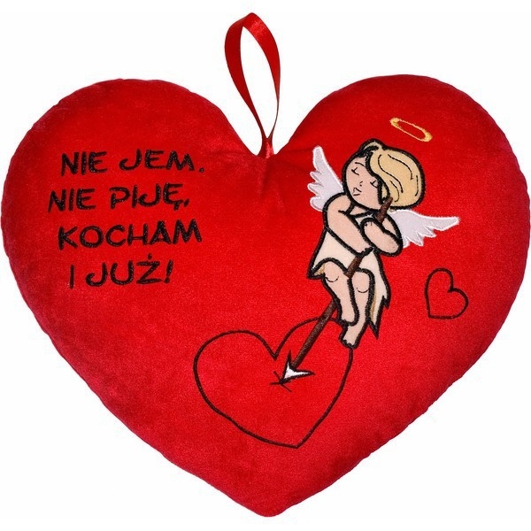 Poduszka serce z Amorkiem 30 cm