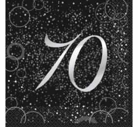 Serwetki Godan glitz 70 urodziny - różne 330 mm x 330 mm (57484)