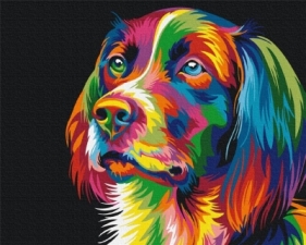 Malowanie po numerach - Tęczowy pies 40x50cm