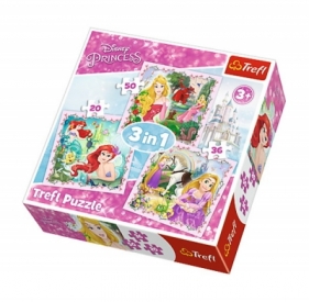 Puzzle 3w1 Roszpunka, Aurora i arielka