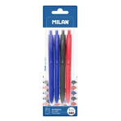 Długopisy Milan P1 Touch - 2 niebieskie, 1 czarny, 1 czerwony na blistrze (BWM10254)