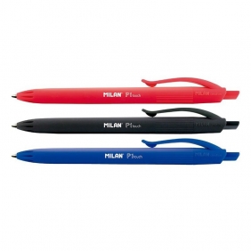 Długopisy Milan P1 Touch - 2 niebieskie, 1 czarny, 1 czerwony na blistrze (BWM10254)