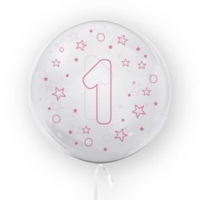 Tuban, Balon 45cm cyfra 1 - Gwiazdki, różowy (TB 3684)