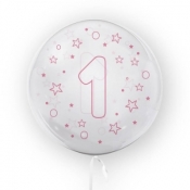 Tuban, Balon 45cm cyfra 1 - Gwiazdki, różowy (TB 3684)