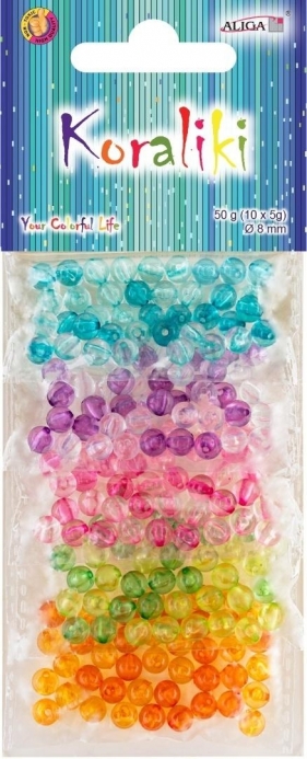 Koraliki plastikowe 8mm 10 kolorów x 5g