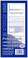 Potwierdzenie usługi odbioru nieczystości ciekłych oraz ich transportu do