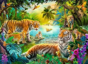 Ravensburger, Puzzle 500: Rodzina Tygrysów (12001384)