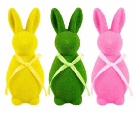 Ozdoba Wielkanocna zajączek 25 cm flokowany