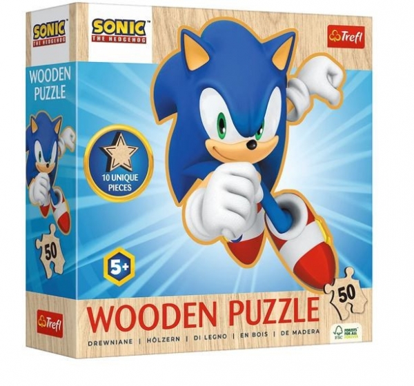 Puzzle drewniane 50 elementów Radosny Sonic (20284)