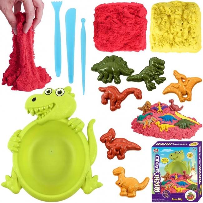 Piasek kinetyczny dinozaur + foremki 400g