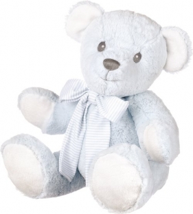 Miś niebieski z kokardą 31 cm - <br />