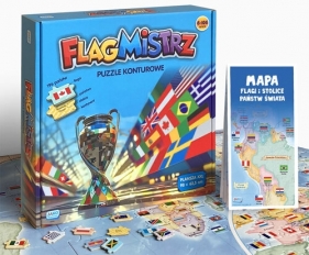 Flagmistrz Puzzle konturowe 98 x 63,5 cm Mapa Flagi i stolice państw świata