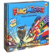 Flagmistrz. Puzzle konturowe. Mapa Flagi i stolice państw świata