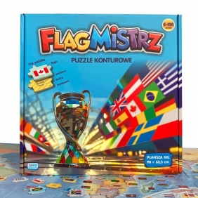 Flagmistrz. Puzzle konturowe. Mapa Flagi i stolice państw świata