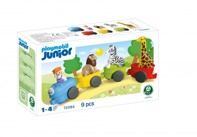 <img src='https://webimage.pl/pics/849/0/d4008789720849.jpg' style='height:440px' /> Playmobil JUNIOR: Pociąg ze zwierzętami 72084