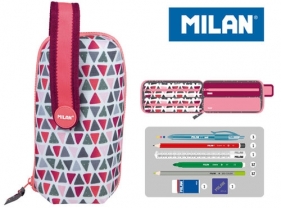 Multipiórnik Milan owalny z 4 piórnikami GEO różowy