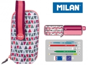 Multipiórnik Milan owalny z 4 piórnikami GEO różowy