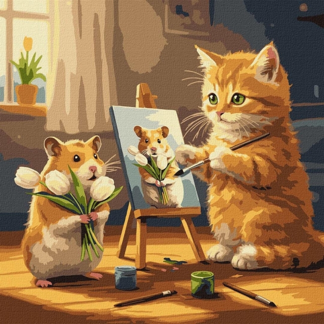 <img src='https://webimage.pl/pics/849/7/d4823104377849.jpg' style='height:440px' /> Malowanie po numerach - Keith jest artystą 40x40cm