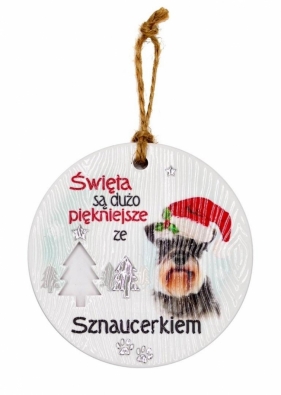 Zawieszka ceramiczna Boże Narodzenie Sznaucer