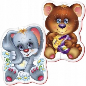 Piankowe puzzle - Królik i niedźwiedź