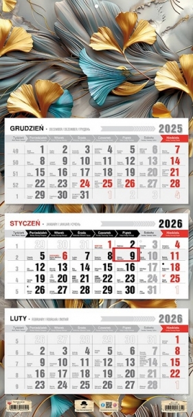 Kalendarz 2026 trójdzielny płaska główka - Abstrakcja