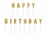 Świeczka urodzinowa Partydeco Happy Birthday w kolorze złotym brokatowym