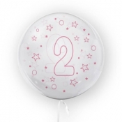 Balon Tuban 45cm cyfra 2 - Gwiazdki, różowy (TB 3685)