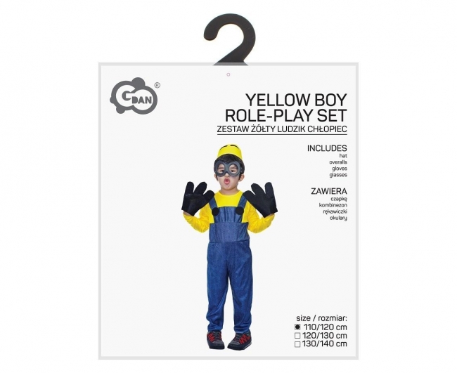 <img src='https://webimage.pl/pics/850/7/d5906639417002.jpg' style='height:440px' /> Strój dla dzieci Żółty Ludzik chłopiec 110/120 cm