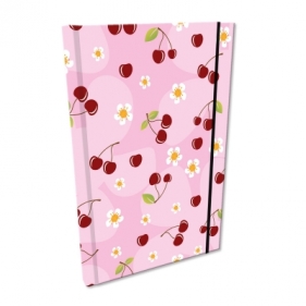 Notes A5 kratka z gumką Soft Touch Wisienki w różu