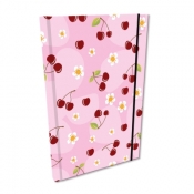 Notes A5 kratka z gumką Soft Touch Wisienki w różu
