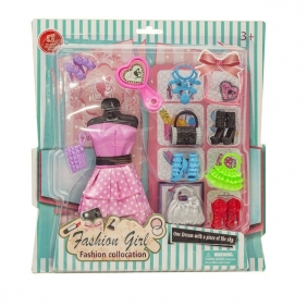 Sukienka z akcesoriami do lalek, 1 szt. (110851)