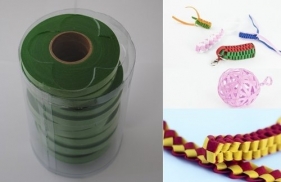 Wstążki filcowe 0,5cm. x 6m kolor zielony 13 sztuk