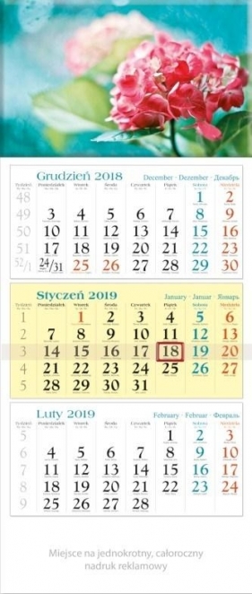 Kalendarz 2019 Trójdzielny Kwiat KT15