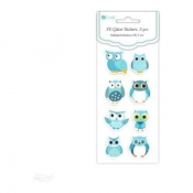 Naklejki brokatowe 3D madra sowa 8 szt.blue DPNB-035