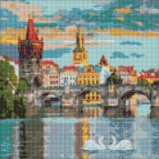 Diamentowa mozaika - Wieczorna Praga 40x40cm