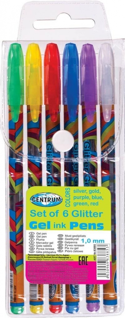 Zestaw długopisów żelowych Brokat - 6 kolorów (83885)