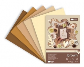 Happy Color, Blok Hobby Deco Brown 170 g/m2, A4/20 ark., 5 kolorów