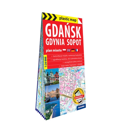 Gdańsk Gdynia Sopot foliowany plan miasta 1:26 000