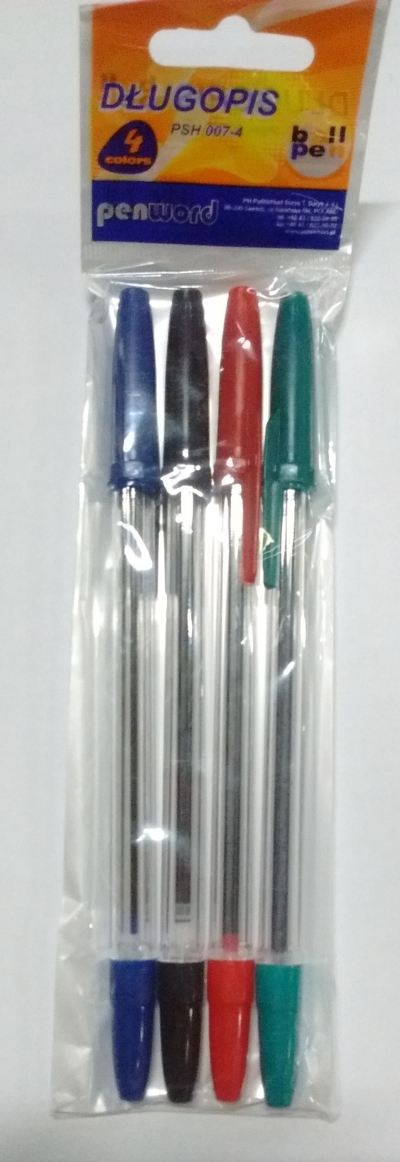 Zestaw 4 długopisów w różnych kolorach (PSH007)