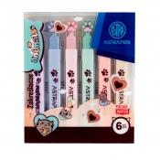 Zakreślacze z łapkami Astrapen Animals Choco, 6 kolorów